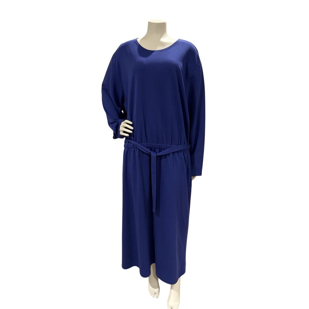 Belted Dress Size 24W NWOT Midi Classic Royal Blue Minimalist Career Comfort
